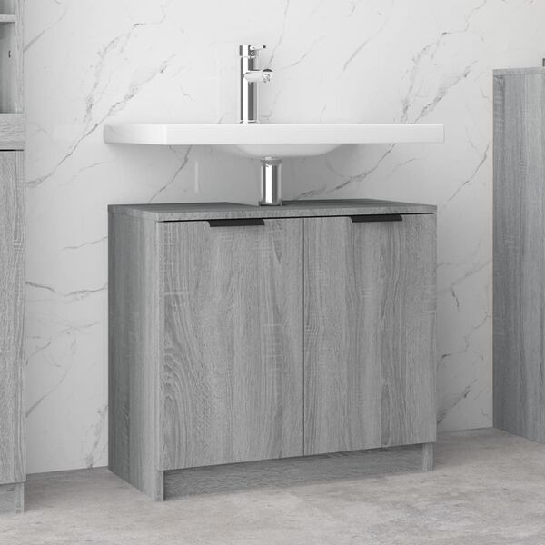 vidaXL Bathroom Cabinet Grey Sonoma 64.5x33.5x59 cm Engineered Wood