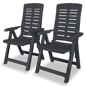 vidaXL Reclining Folding Chairs 2 pcs Plastic Anthracite