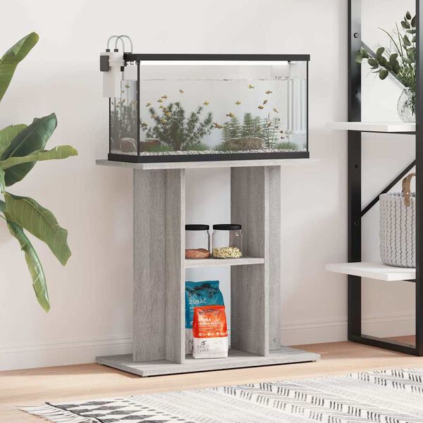 vidaXL Aquarium Stand Grey Sonoma 60x30x60 cm Engineered Wood