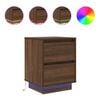 vidaXL Bedside Cabinet with LED Lights&nbsp;Brown Oak 38x34x50 cm