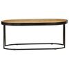 vidaXL Coffee Table Oval Solid Rough Mango Wood and Steel 100 cm