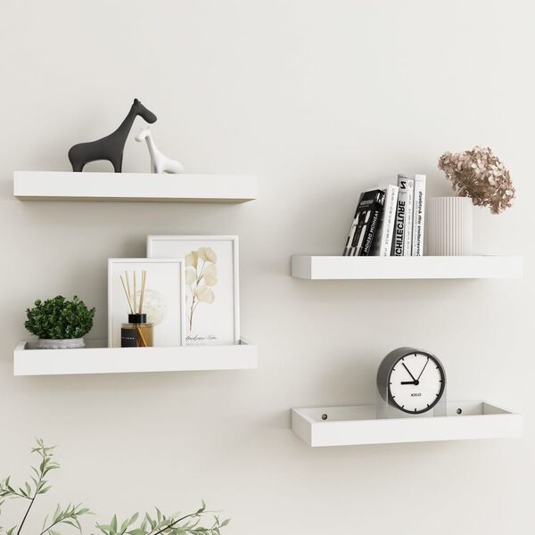 vidaXL Loggia Wall Shelves 4 pcs Oak and White 40x15x4 cm MDF