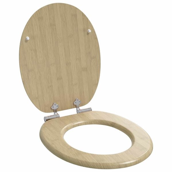 vidaXL Toilet Seat 2 pcs Light Bamboo Color 44 x 38 cm MDF board