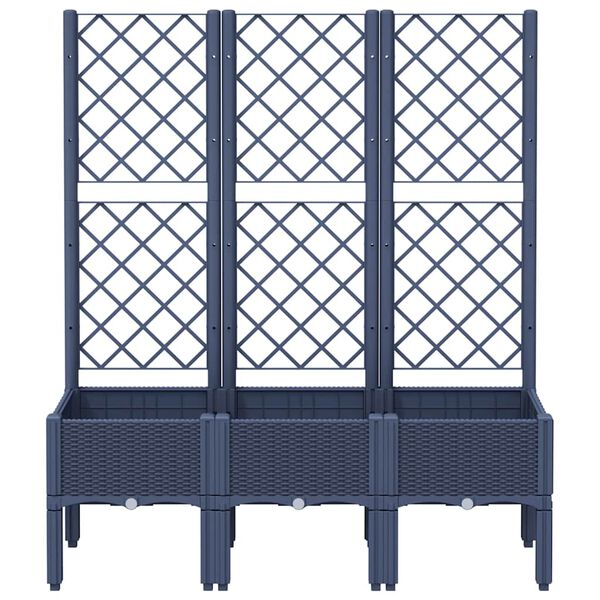 vidaXL Garden Planter with Trellis Blue Grey 120x40x142 cm PP