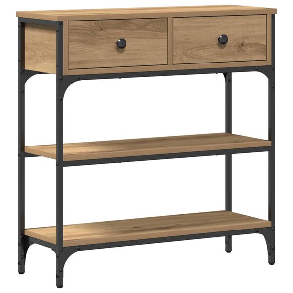 vidaXL Console Table with Drawer Artisan oak 72.5 x 25 x 75 cm