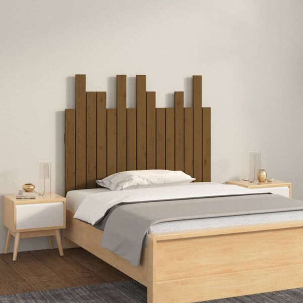 vidaXL Wall Headboard Honey Brown 95.5x3x80 cm Solid Wood Pine