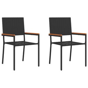vidaXL Garden Stacking Chairs 2 pcs Black and Brown