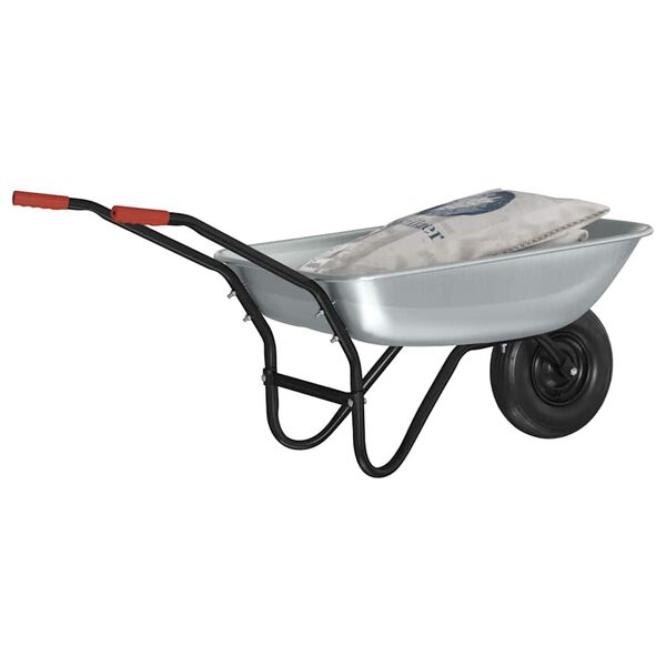 vidaXL Wheelbarrow Silver and Black 133 x 62.5 x 58 cm Steel