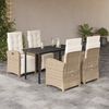 vidaXL 5 Piece Garden Dining Set with Cushions Beige Poly Rattan