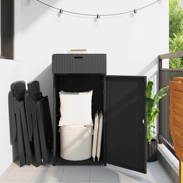 vidaXL Garden Storage Cabinet Black 55x55x111 cm Poly Rattan
