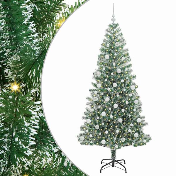 vidaXL Artificial Christmas Tree Snow Flocked with LED Light 210 cm