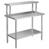 vidaXL Kitchen Work Table with Overshelf 120x60x120 cm Stainless Steel