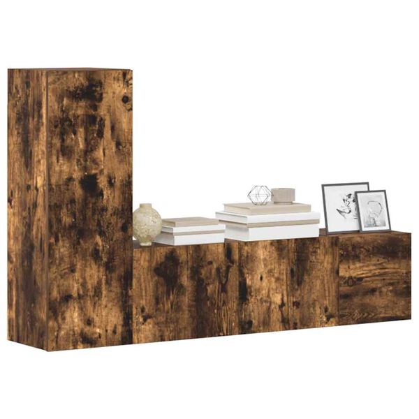 vidaXL 3 Piece TV Cabinet Set Smoked Oak Engineered Wood