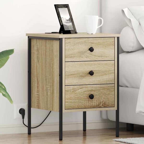 vidaXL Bedside Cabinet Sonoma Oak 42 x 41 x 61 cm Engineered Wood