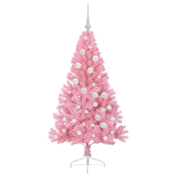 vidaXL Artificial Pre-lit Christmas Tree with 150 LEDs Pink 120 cm PVC