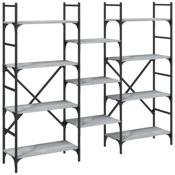 vidaXL Bookshelf Grey Sonoma 160x28.5x136.5 cm Engineered Wood