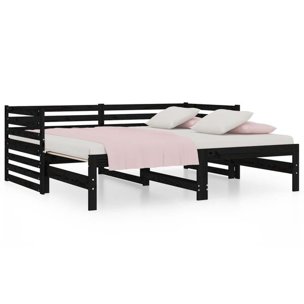 vidaXL Pull-out Day Bed without Mattress Black 2x(90x190)cm