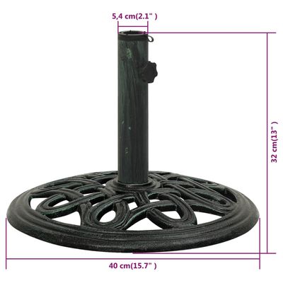 vidaXL Umbrella Base Green 40x40x32 cm Cast Iron