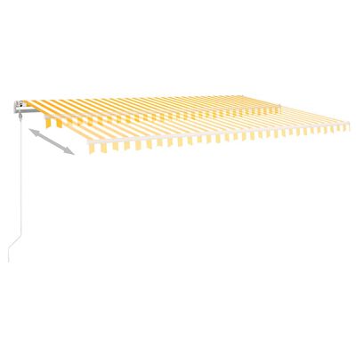 vidaXL Manual Retractable Awning with LED 5x3.5 m Yellow and White