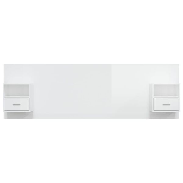 vidaXL Bed Headboard with Cabinets High Gloss White Engineered Wood
