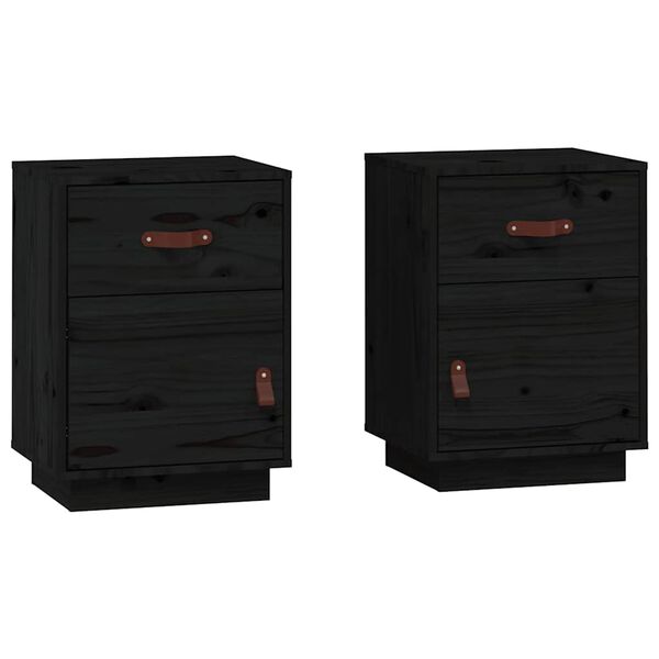 vidaXL Bedside Cabinets 2 pcs Black 40x34x55 cm Solid Wood Pine