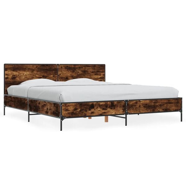vidaXL Bed Frame without Mattress Smoked Oak 180x200 cm Super King