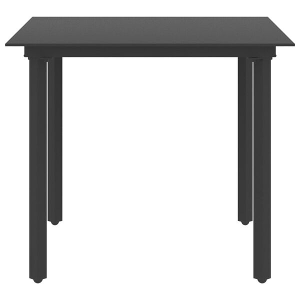 vidaXL Garden Dining Table Black 80x80x74 cm Steel and Glass