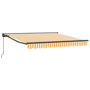 vidaXL Retractable Awning Manual Yellow and White 300 x 250 cm