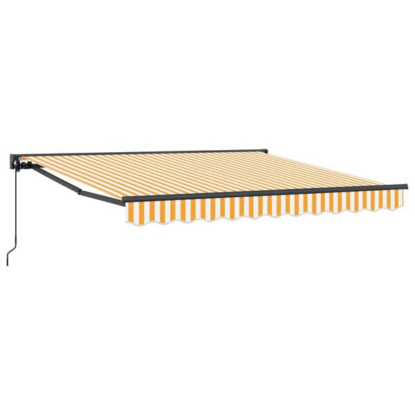 vidaXL Retractable Awning Manual Yellow and White 300 x 250 cm