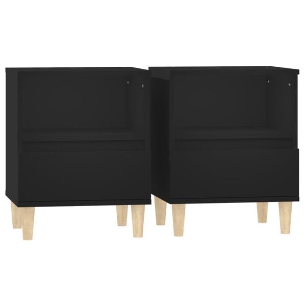 vidaXL Bedside Cabinets 2 pcs Black 40x35x50 cm