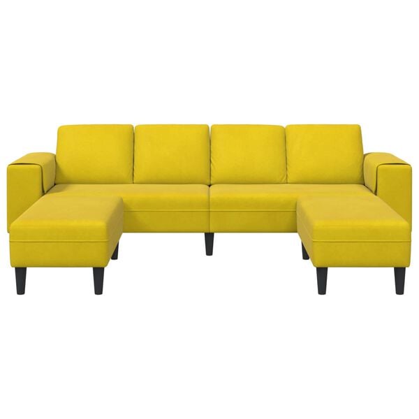 vidaXL Sofa Set Yellow Velvet