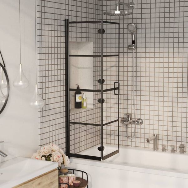 vidaXL Folding Shower Enclosure ESG 80x140 cm Black