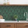 vidaXL Herringbone Tile 10 pcs Dark Green 30 x 30 cm