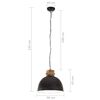 vidaXL Industrial Hanging Lamp 25 W Black Round Mango Wood 50 cm E27