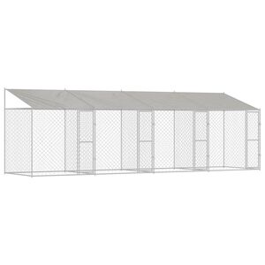 vidaXL Dog Cage with Roof Silver 800 x 200 x 256 cm Steel and PE