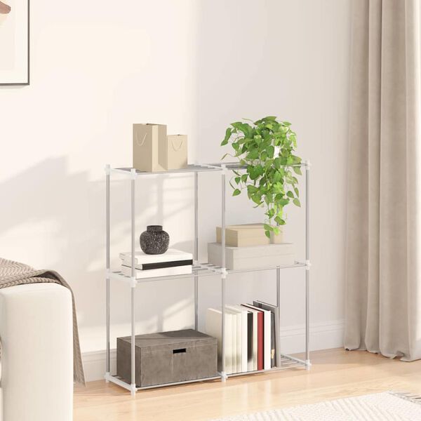 vidaXL Tubular Shelf with Storage White 86 x 27 x 90 cm Aluminium