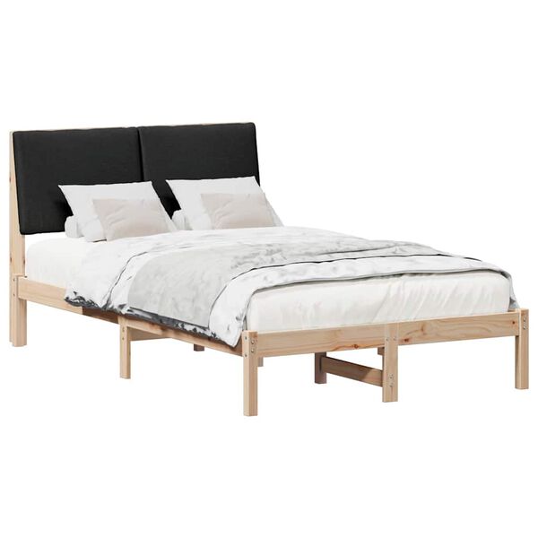 vidaXL Bed frame Brown and black 135 x 190 cm Solid pine wood