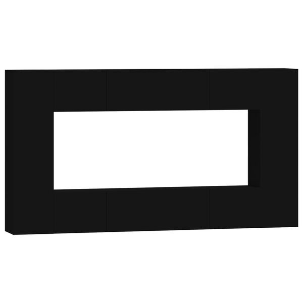 vidaXL 8 Piece TV Cabinet Set Black Engineered Wood