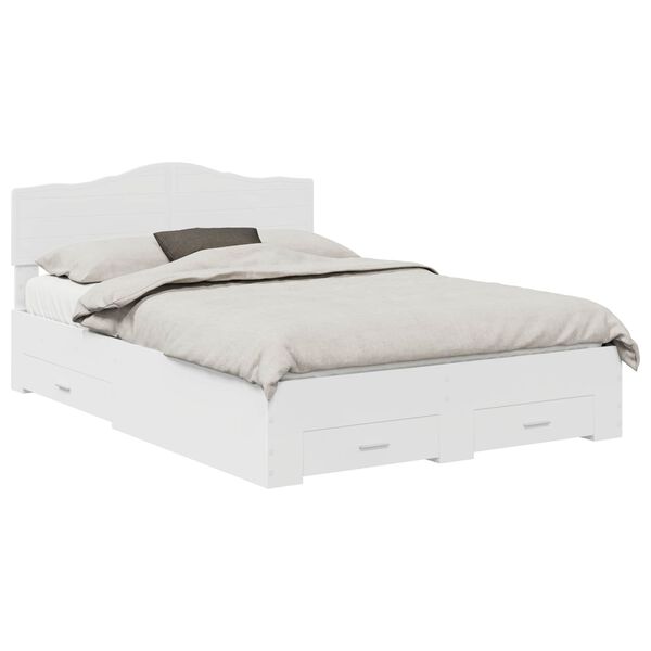 vidaXL Bed Frame with Headboard White 140 x 190 cm Engineered Wood