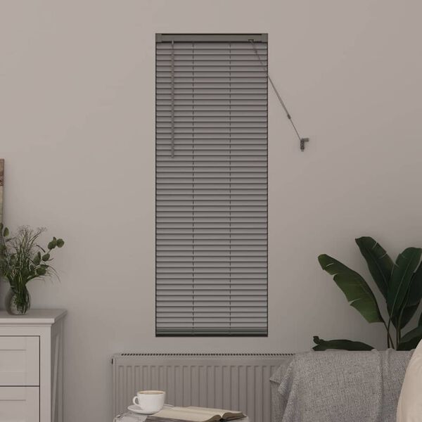 vidaXL Window Blind with Curtains Manual Silver Aluminium