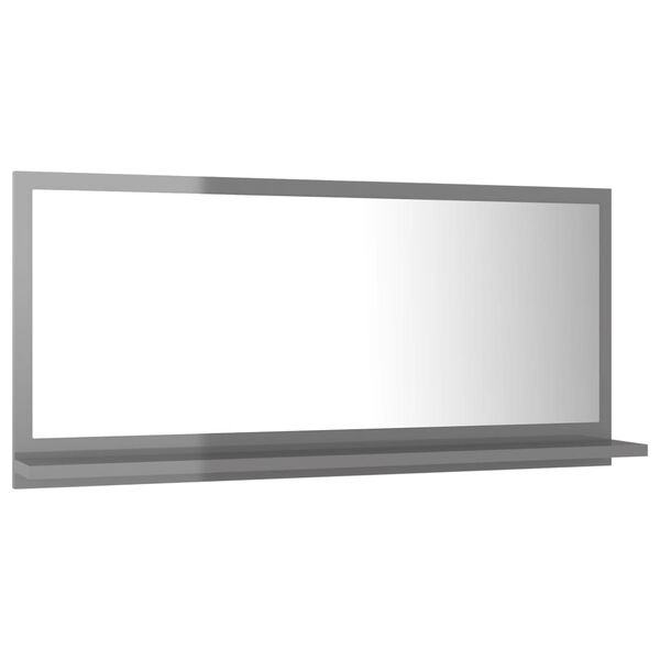 vidaXL Bathroom Mirror High Gloss Grey 80x10.5x37 cm Engineered Wood