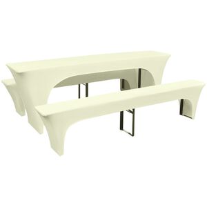 vidaXL Table Cover | Set of 3 | Cream | Stretch fabric with 10% spandex