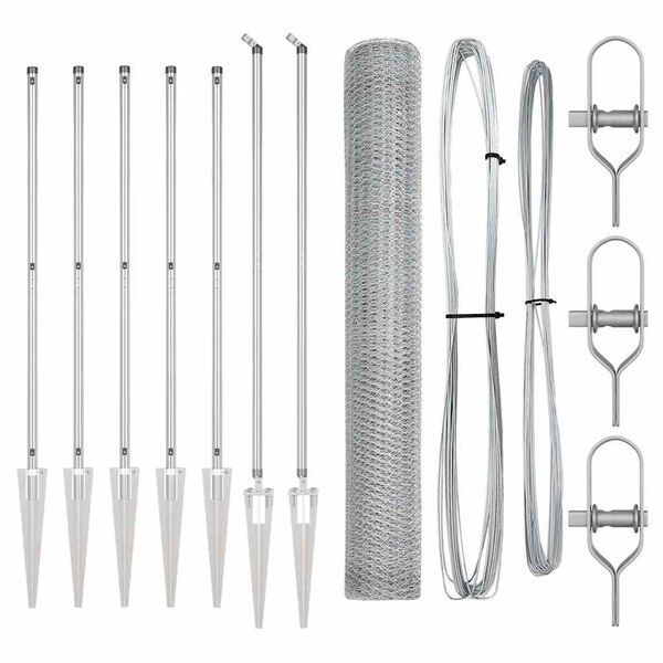 vidaXL Fence Post Silver 10 x 1.2 m (25 mm mesh) Steel