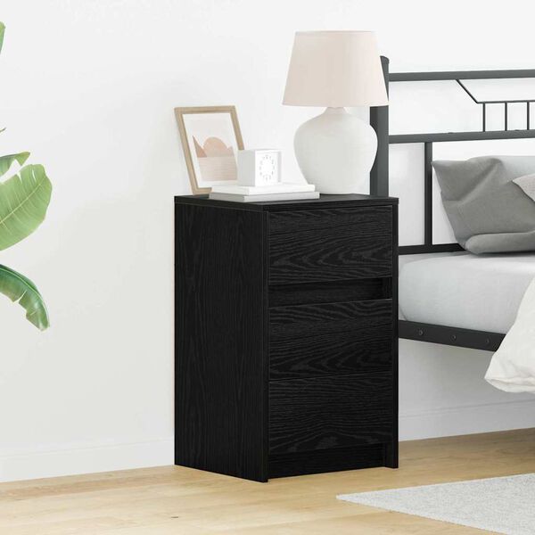 vidaXL Bedside Cabinet Black Oak 38 x 34 x 61 cm Engineered wood