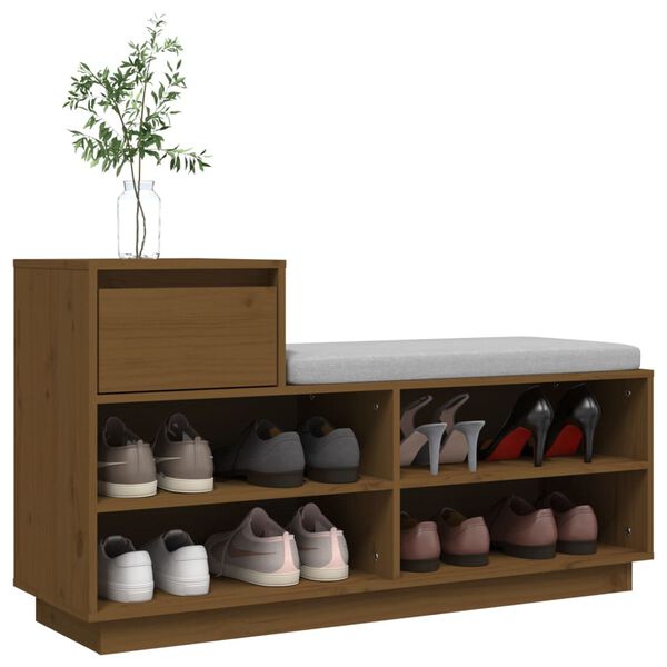 vidaXL Shoe Cabinet Honey Brown 110x34x61 cm Solid Wood Pine