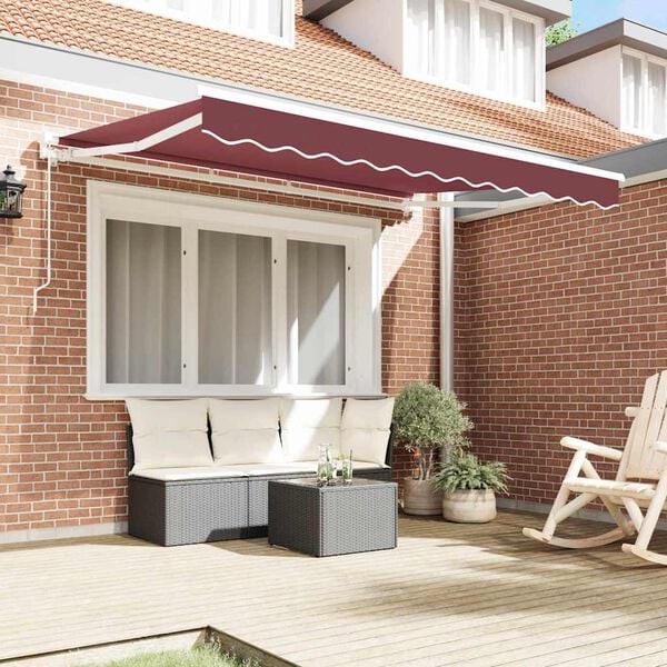 vidaXL Retractable Awning Burgundy 300 x 200 cm Aluminium and Fabric