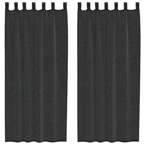 vidaXL Voile Curtains with Tab Top 2 pcs Black