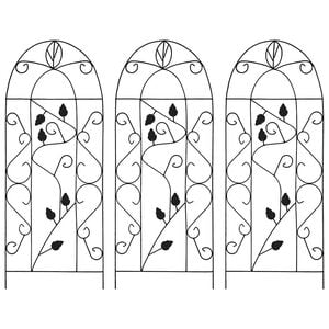 vidaXL Plant Rack | Set of 3 | Black | Iron | Medium | Decorative Inlays