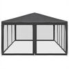 vidaXL Party Tent with 10 Mesh Sidewalls Anthracite 6x4 m HDPE