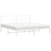 vidaXL Metal Bed Frame without Mattress with Headboard White 193x203cm